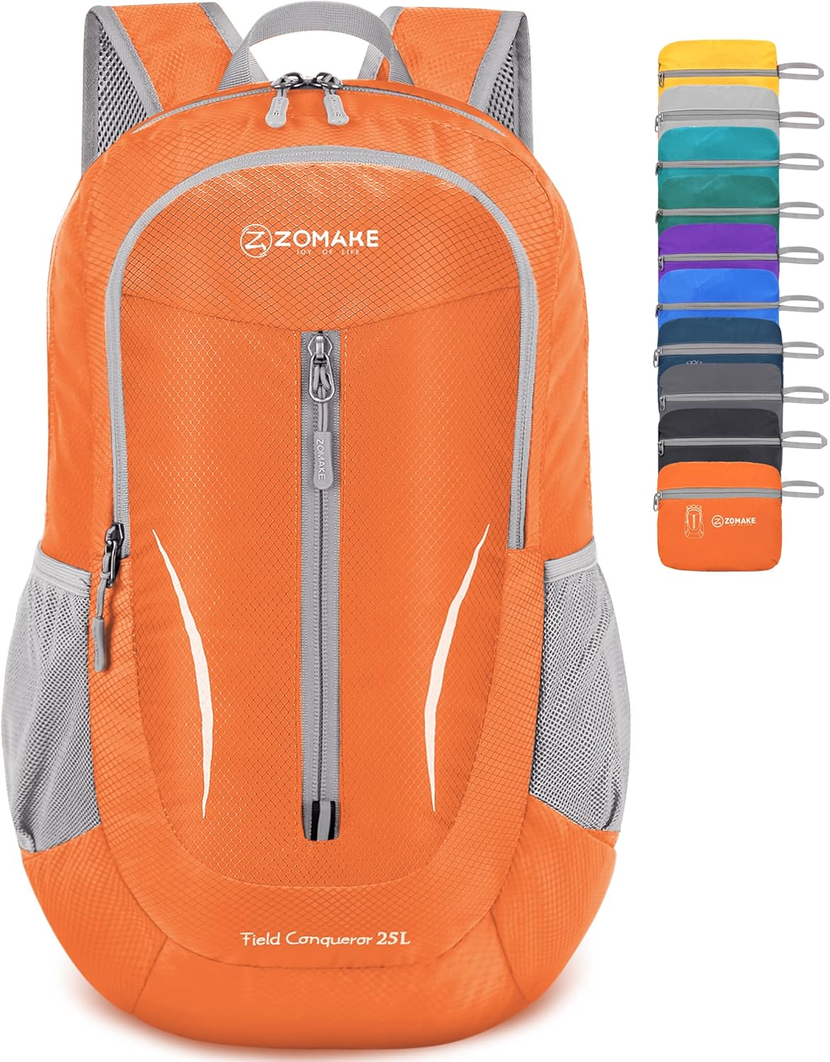 ZOMAKE Ultra Lightweight Packable Backpack 25L, Foldable Hiking Backpacks Water Resistant Small Folding Daypack for Travel(Orange)