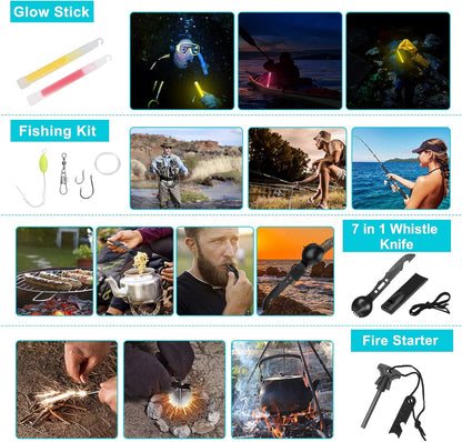 Survival Gear Professional Kit and Large Camping Backpack,First Aid Kit for Adventure Outdoor Hiking Accessories