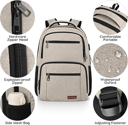 Backpack for Girls Women, School Backpack for Teen Boys, Lightweight Casual High School Bookbag, Daily-use Travel Laptop Backpack with USB Charging Port Fits 15.6 Inch Notebook