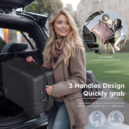 20-inch Carry On Luggage Airline Approved - PC+ABS Lightweight Suitcase with Built-in TSA Lock，Hard-shell Durable Rolling Luggage with USB Port