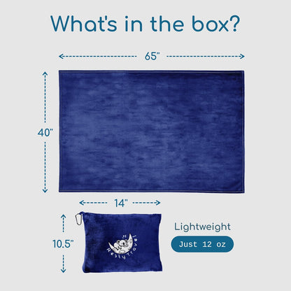 Resty 65"x40" Traveling Airplane Blanket, Navy Blue – Lightweight, Velvety Soft Blanket That Becomes a Travel Pillow – Must-Have Comfort for Planes & Road Trips – Travel Essentials for Women & Men