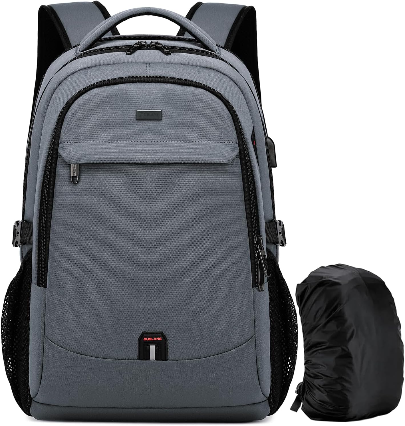 DUSLANG 17 Inch Laptop Backpack for Travel with Backpack Rain Cover College Backpack for Men Laptop Bag with USB Charging Port,Dark grey