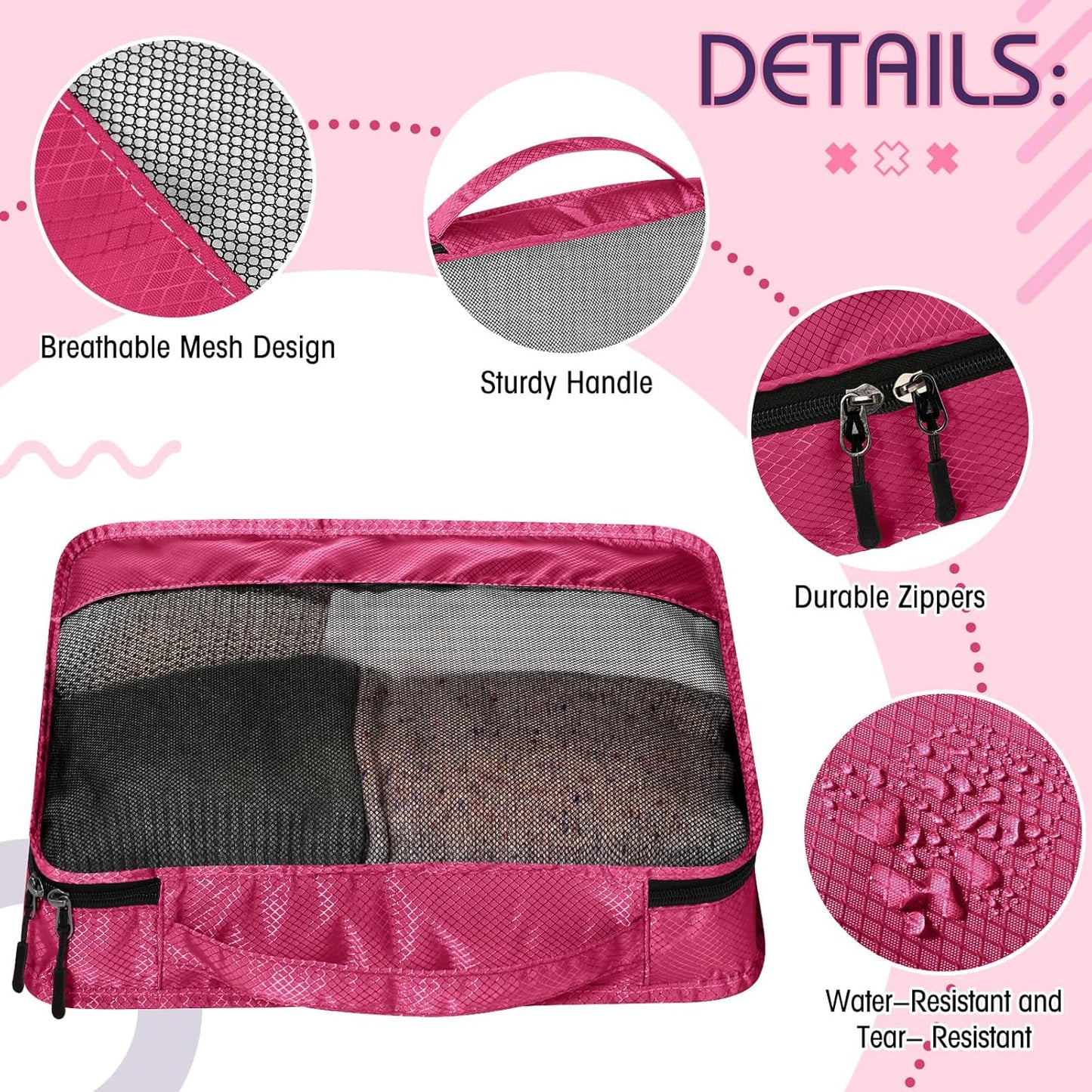 5 Pcs Packing Cubes for Suitcase Large Travel Cubes Carry on Luggage Organizer Bags for Clothes Accessories(Mixed,Purple)