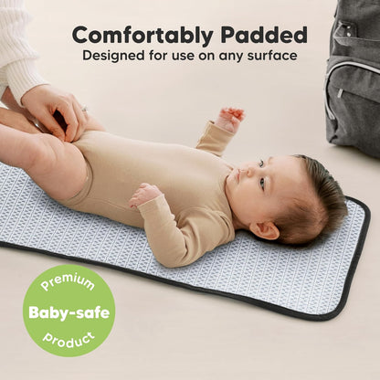 KeaBabies Portable Diaper Changing Pad, Easy Wipe Clean - Foldable Waterproof Baby Changing Mat for Diaper Bag, Compact, Lightweight, 25x13 Baby Changer Travel Essential, Machine Washable (Pixel)