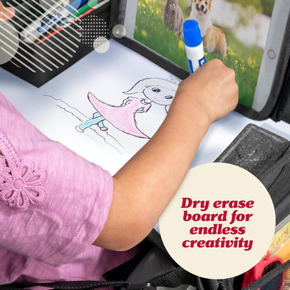 Lusso Gear Kids Travel Tray for Car - Road Trip Essentials for Kids - Car Seat Tray for Toddlers & Kids - for Airplane, Kids Travel Desk, Road Trip Activities (Mermaids)