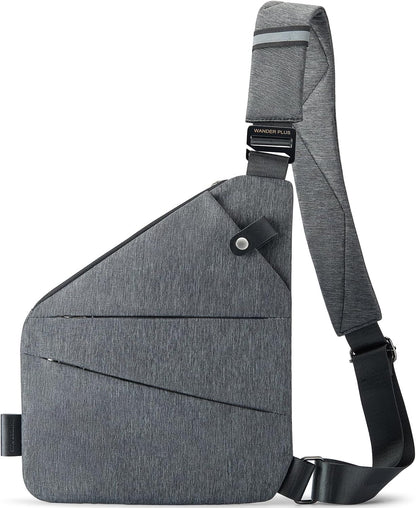 WANDER PLUS® Anti Theft Crossbody Travel Bag for Women Men, Multi-Pocket Crossbody Bag, Slim Sling Bag with Adjustable Strap