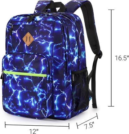 ZORFIN 26L Backpack for College, and Travel: Water Resistant Bookbag - Blue Lightning