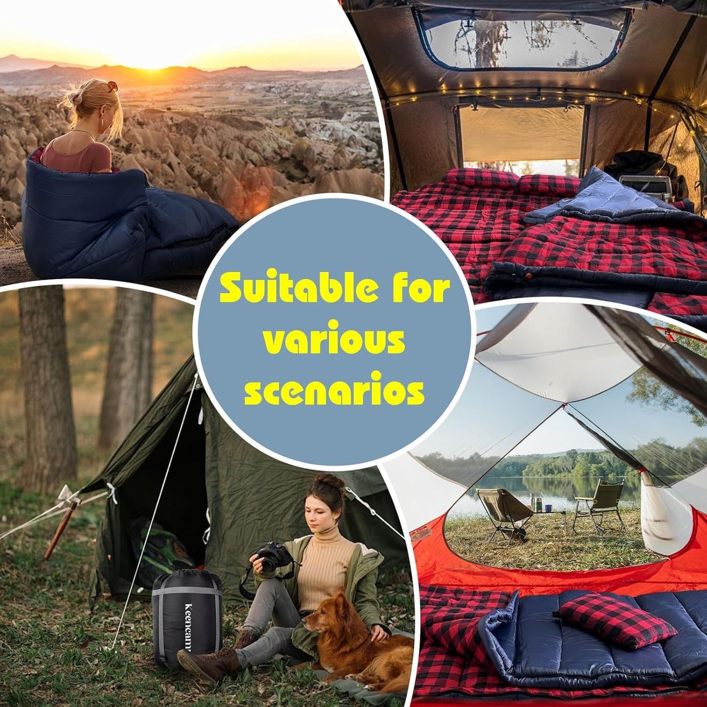 0 Degree Sleeping Bag Cotton Flannel Winter Cold Weather for Adults XXL Sleeping Bag 4 Season Big and Tall with Pillow Compression Sack