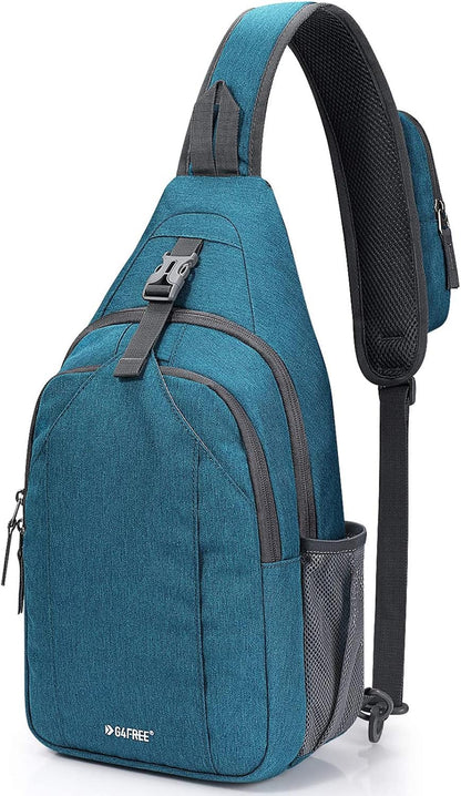 G4Free Sling Bag RFID Blocking Sling Backpack Crossbody Chest Bag Daypack for Hiking Travel(Teal Blue)