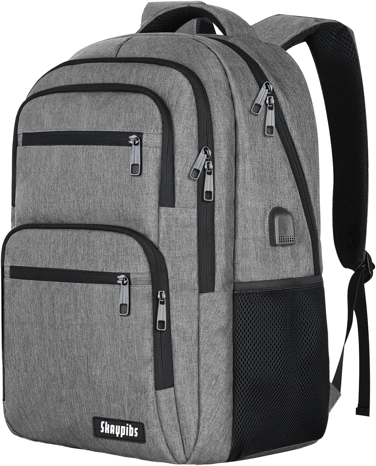 Travel Laptop Backpack, Business Carry on Backpack Flight Approved Backpack, Large Travel Work Backpacks for Men Women with USB Charger Port, Rucksack Bag, Mochila de viaje, Grey