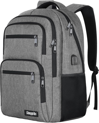 Travel Laptop Backpack, Business Carry on Backpack Flight Approved Backpack, Large Travel Work Backpacks for Men Women with USB Charger Port, Rucksack Bag, Mochila de viaje, Grey