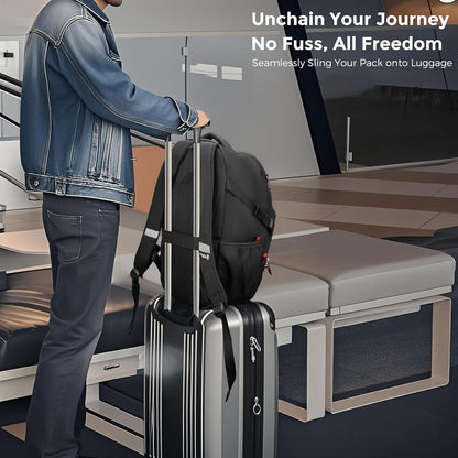 Swissdigital Design Travel Backpack for Men with Apple Find My, Laptop Backpack with USB Charging Port, RFID Protection, Add-A-Bag System - Travel Backpack for Men