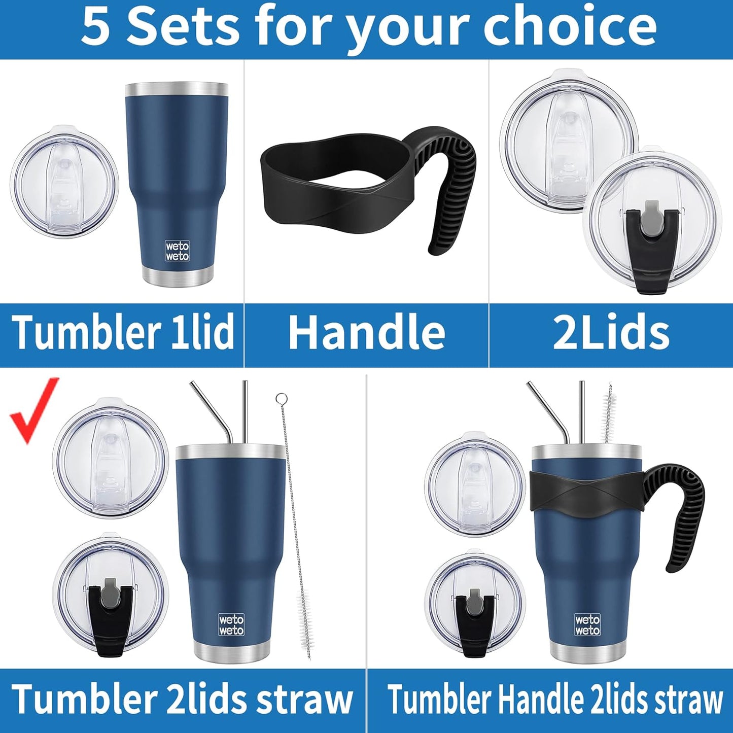 WETOWETO 30 oz Tumbler Stainless Steel Vacuum Insulated Coffee Cup Double Wall Vacuum Coffee Cup Thermal Cups for Hot and Cold drinks, Suitable for Beach, Travel (Navy Blue, 1 Pack)
