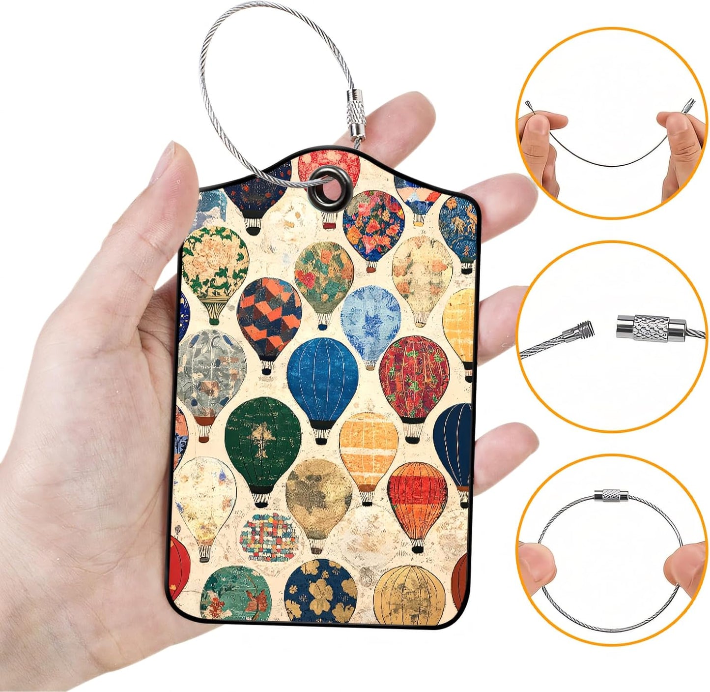 Luggage Tags for Suitcases, 2-Pack PU Leather for Cruise & Travel, Baggage ID Tags with Privacy Cover & Address Card, Durable Metal Ring, Kids Adults Travel Accessories, Tapestry Balloons