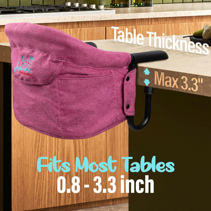 Hook On High Chair - Portable & Foldable for Babies 6-36 Months, Family & Travel Use with Carry Bag(Rose Red)