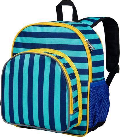 Wildkin 12-inch Kids Backpack – Padded, Adjustable, Ideal for Daycare & Travel - Blue Stripes