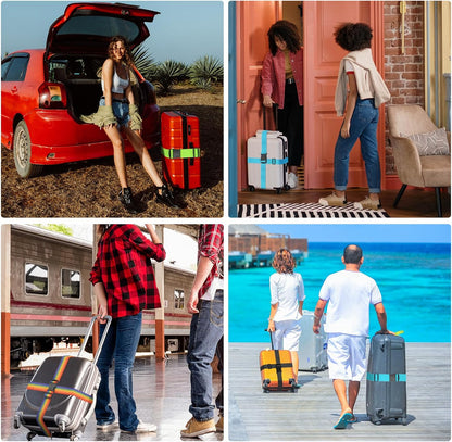 BILIONE Luggage Straps, 79" Long Belts Keep Suitcase Secure While Traveling, TSA Approved Add a Bag Premium Accessory for Travel Bag Closure (2PCS Blue)