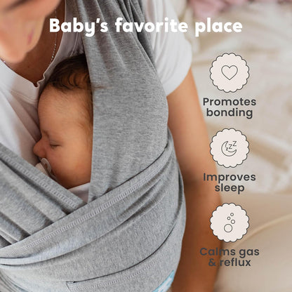 CuddleCarry™ Pre-Wrapped Baby Ring Sling by CuddleBug - Adjustable, Lightweight Baby Carrier Wrap - Ergonomic Front Carry for Newborn to Toddler (0-36m, 8-35 lbs) - Gray