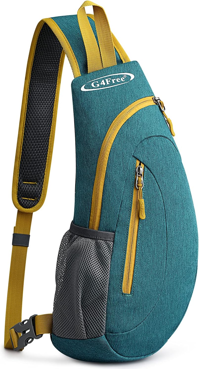 G4Free Sling Bag for Men Women, Small Crossbody Backpack Lightweight Chest Shoulder Bags for Travel, Outdoor and Sports (Teal Green)