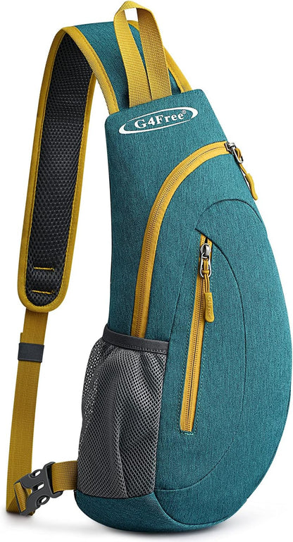 G4Free Sling Bag for Men Women, Small Crossbody Backpack Lightweight Chest Shoulder Bags for Travel, Outdoor and Sports (Teal Green)