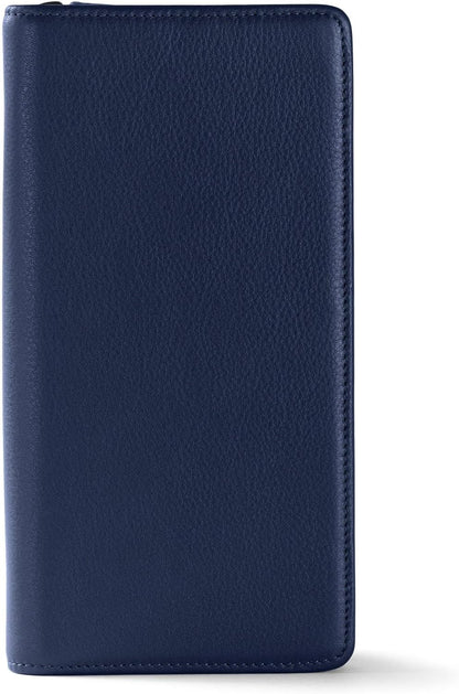 Leatherology Navy Blue Travel Zip Organizer Wallet, Passport Holder, RFID Available, Full Grain Leather
