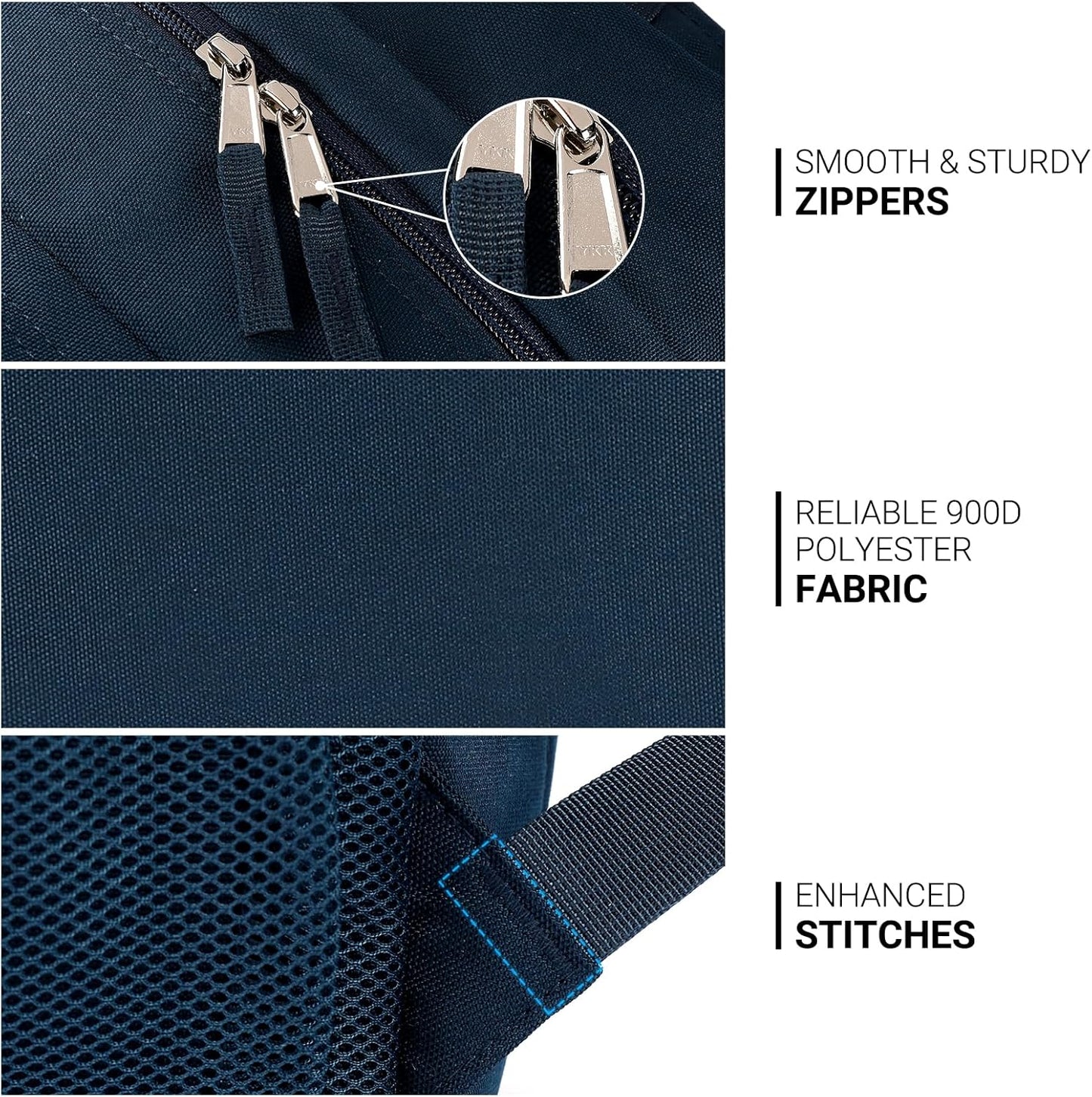 ZORFIN 26L Backpack for College, and Travel: Water Resistant Bookbag - Steel blue