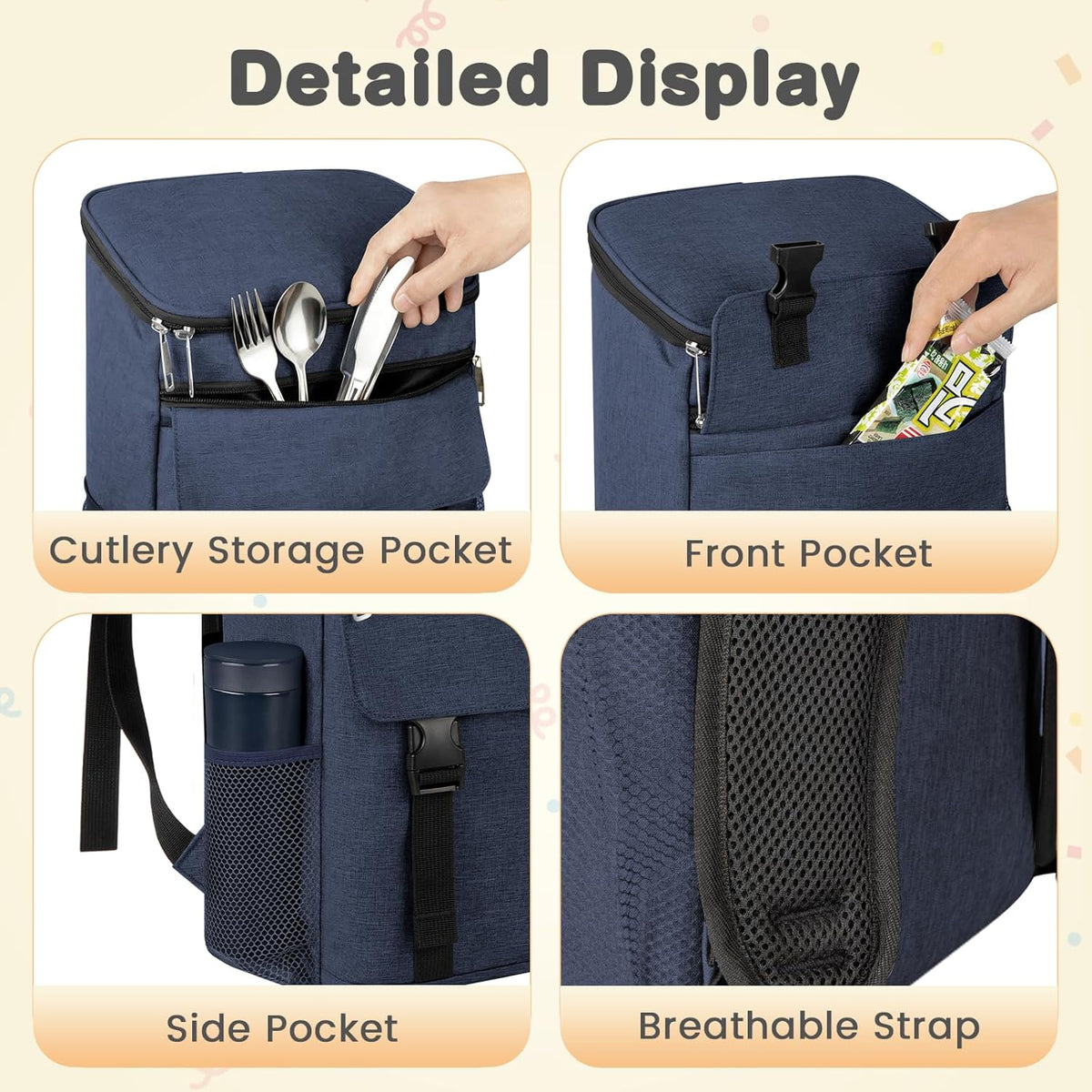 Cooler Backpack Soft Insulated Leak Proof 30 Cans Insulated Backpack Cooler Portable Picnic Camping Beach Hiking BBQ Lunch Backpack for Men and Women