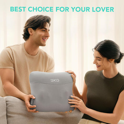 SKG Back Massager for Pain Relief Deep Tissue Cordless Back and Neck Massager Pillow with Dual Sided Heat VS500 Gifts for Men Women(Need to Restart After 15 min)