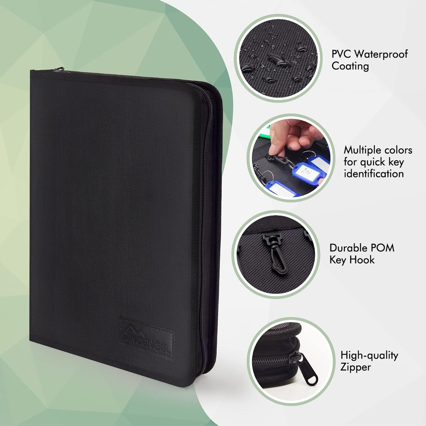 Key Organizer Case, Portable Key Organizers Box with 36 Key Hooks and Tags Landlord Key Holder, Zippered Key Case for Home and Office Multi Key Organizers