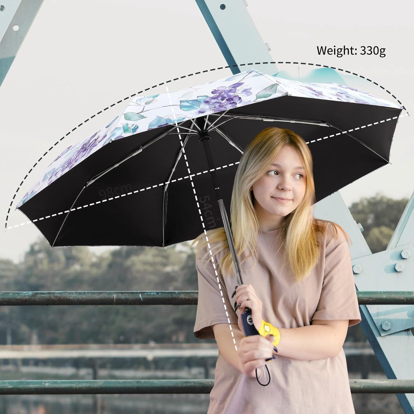 Color Coated Sun Umbrella UV Protection Compact Folding Windproof Parasols Travel Auto Open Close Shade Blocking UV