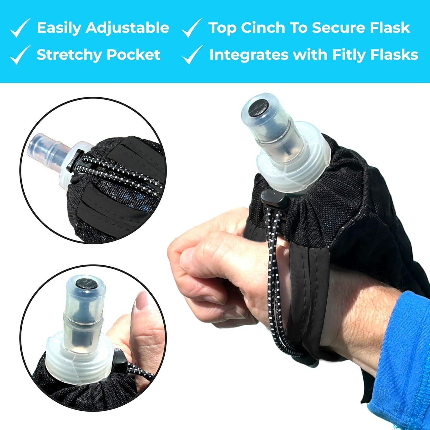 FITLY Soft Flask - Shrink As You Drink Soft Water Bottle for Hydration Pack - Folding Water Bottle Ideal for Running, Hiking, Cycling, Climbing & Rigorous Activity