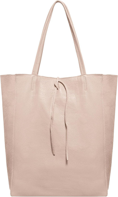 Italian Calf Leather Tote for Women with Zipper, Inner Pocket & Flat Base | Soft Unlined Shopper for Work & Travel