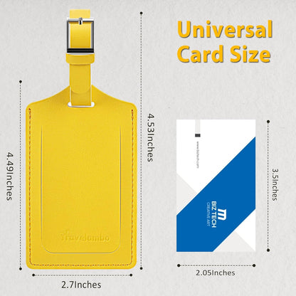 Travelambo Luggage Tags for Suitcases Faux Leather Privacy Protection 26 Pack Bag Tags Travel Accessories Essential, Energetic Yellow