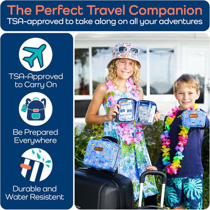 Keep Going Travel First Aid Kit for Kids – 130 Pc.for Purse, Diaper Bag, Backpack, & Suitcase, with Latex-Free Bandages – 7 x 5 x 2 in. Travel First Aid Kit TSA-Approved