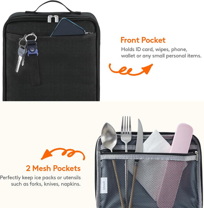 Lifewit Freezable Lunch Box, Insulated Reusable Lunch Bag with 2 Ice Packs, Mini Cooler Snack Bag for Bento Box for Salad, Sandwich, Snacks fo Men Women for Work, Black 8L