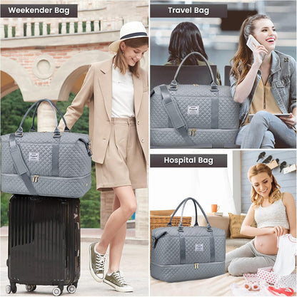 LOVEVOOK Travel Duffle Bag,Weekender Bags for Women with Shoe Compartment，Carry on Overnight Bag with Toiletry Bag,Gym Duffel Bag with Wet Pocket, Hospital Bags for Labor and Delivery