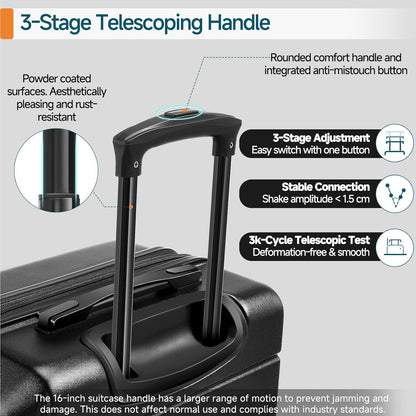 Hoteel Luggage Sets 5 Piece, ABS+PC Hard Shell Expandable Suitcases with Wheels, TSA Aproved Lock and Carry on Bags, Travel Suit Case Set for Men and Women, (5-Piece, Black)