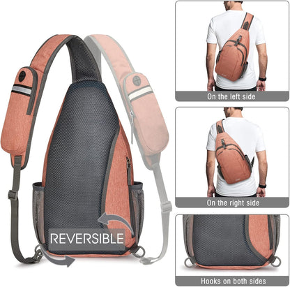 G4Free Sling Bag RFID Blocking Sling Backpack Crossbody Chest Bag Daypack for Hiking Travel(Light orange)