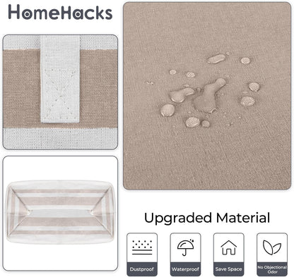 HomeHacks 2-Pack Large Laundry Basket, Waterproof, Freestanding Laundry Hamper, Collapsible Tall Clothes Hamper with Extended Handles for Clothes Toys in the Dorm and Family (Brown, 100L)