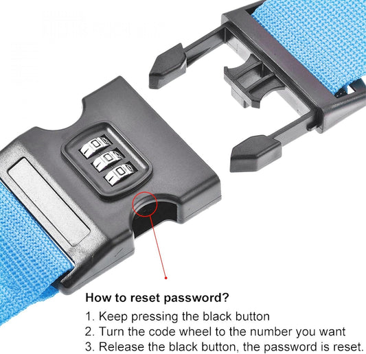 uxcell Luggage Straps Suitcase Belts with Buckle, Combination Lock, Adjustable Travel Packing Accessories