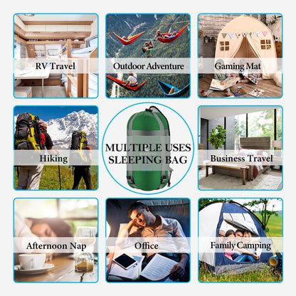 ECOOPRO Warm Weather Sleeping Bag - Portable, Waterproof, Compact Lightweight, Comfort with Compression Sack - Great for Outdoor Camping, Backpacking & Hiking-83 L x 30" W Fits Adults