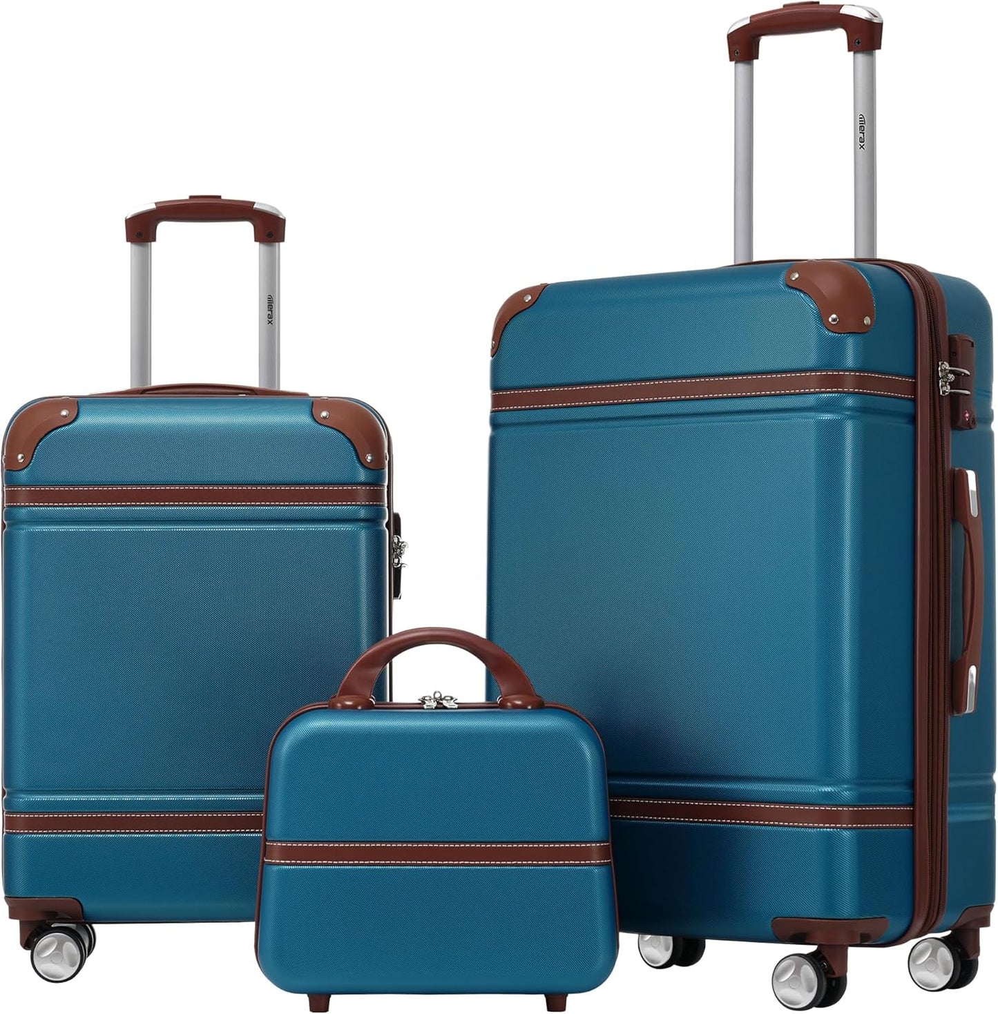 Merax Luggage Set 2 Piece Suitcase Set with Cosmetic Case Expandable Spinner Wheels Vintage Luggage Sets(Blue,20"+24")