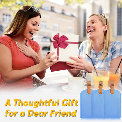 3 Pack Luggage Tags for Suitcases, TSA Approved Bag Tags, Baggage Tags with Privacy Protection, Travel Essentials Luggage Accessories, Blue & Brown