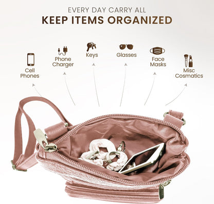 Krediz leather Crossbody Purses for Women, Multi Pocket Crossbody Purse with Adjustable Strap, Soft & Durable Leather Purse