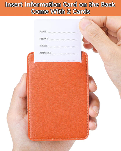 Teskyer Luggage Tags for Suitcases, TSA Approved with Privacy Protection Cover, Premium Faux Leather Bag Tags for Travel - 2 Pack, Orange