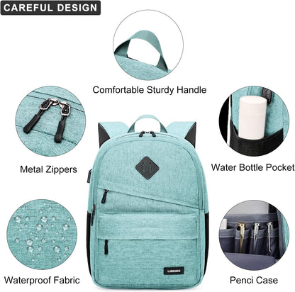 School Backpack for Teen Girls and Boys, Bookbag for College with USB Charging Port, 15.6 Inch Laptop Bag Middle School Back Pack, Teal