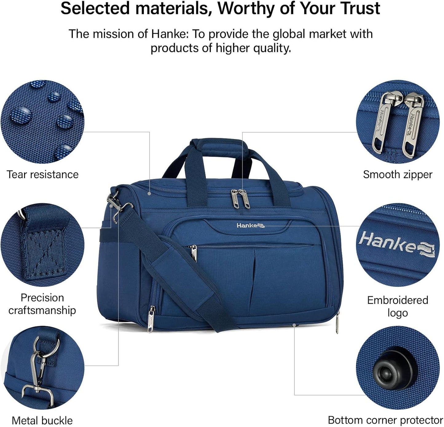 Hanke Underseat Carry On luggage Bags for Travel, Foldable Travel Bags for Women, Soft Lightweight Personal Item Travel Bag Small Carry On Bags for Airplanes, Travel Tote Bags for Women Men.（Blue）