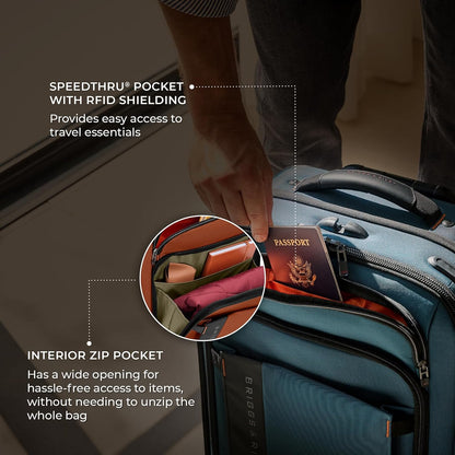 Briggs & Riley Domestic 22" Carry On Expandable Spinner - Luggage for Travel, Suitcases with Wheels, Softside Rolling Bag for Men & Women - ZDX Collection, Canyon