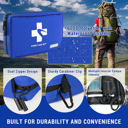 300 PCS First Aid Kit for Home, Car, Travel, Camping, Hiking, Truck, Office, Businesses, Sports & Outdoor, Premium Waterproof Compact Trauma Medical Kits for Any Emergencies