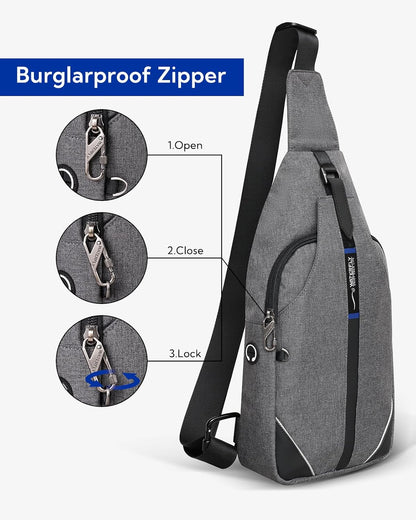 WATERFLY Small Crossbody Sling Backpack Anti Theft Backpack for Traveling Chest Shoulder Bag